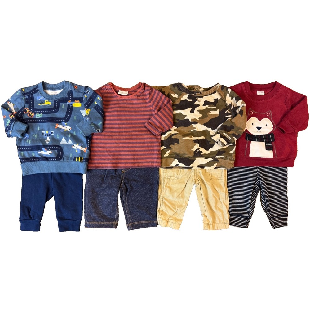 Baby Boy 3 Months Outfits Lot Jeans Sweat Pants Shirts Long Sleeved Clothes Camo - Picture 1 of 16